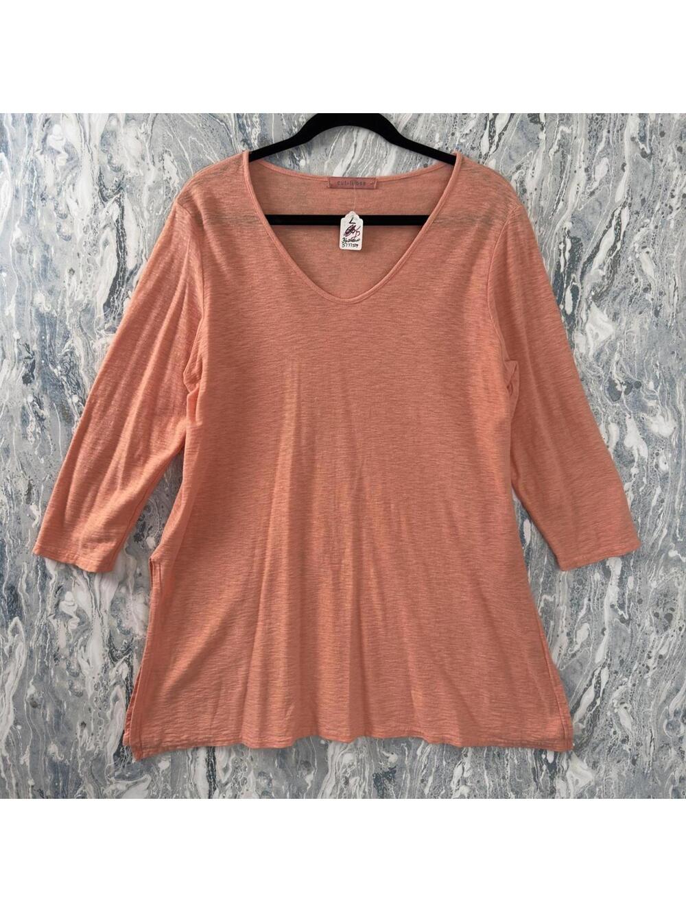 Casual Peach V-Neck Top (L)